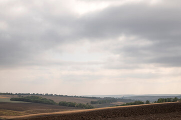 A plowed field in the spring	