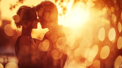 Intimate moments of a couple captured in warm, ambient light, exuding love and connection