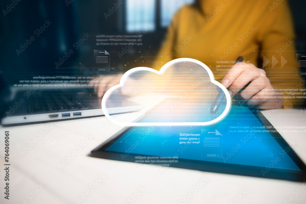 Poster cloud computing virtual screen cloud technology.