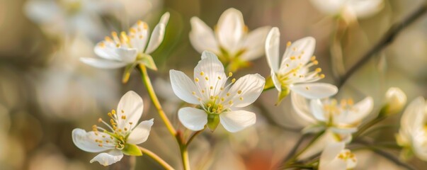 Close-up of white blossoms with a soft background in springtime