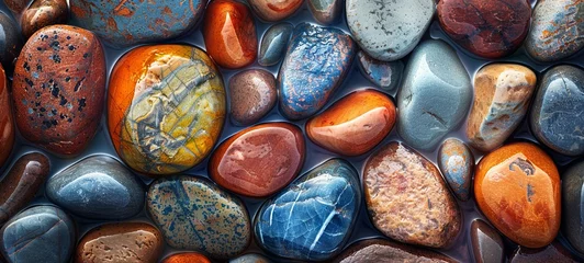 Fotobehang colorful stones or pebbles. wide format. generative ai © Анатолій Алаликін