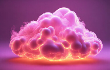 3D render abstract stormy cloud glowing from inside
