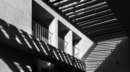 Fototapeta premium Abstract play of shadows and light on modern architecture