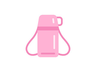 ピンク色の、子供用水筒のアイコンのイラスト