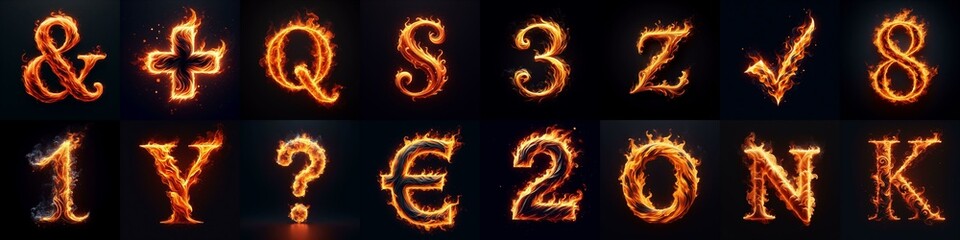 flmmable 3D Lettering Typeface. AI generated illustration - obrazy, fototapety, plakaty