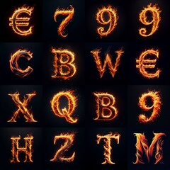 flmmable 3D Lettering Typeface. AI generated illustration - obrazy, fototapety, plakaty