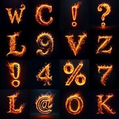 flmmable 3D Lettering Typeface. AI generated illustration - obrazy, fototapety, plakaty
