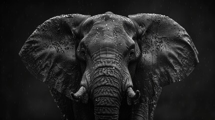 Portrait of an elephant in black and white - obrazy, fototapety, plakaty