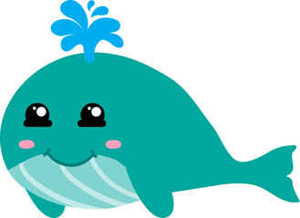 cute whale cartoon, sea animal
