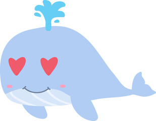 cute whale cartoon, sea animal
