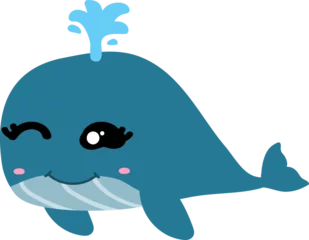 Gordijnen cute whale cartoon, sea animal  © titima157