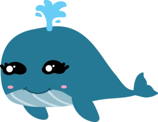 Tuinposter cute whale cartoon, sea animal  © titima157