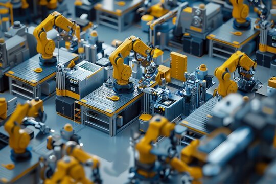  An advanced robotics manufacture laboratory equipped with cutting-edge robotic arms