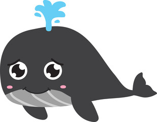 cute whale cartoon, sea animal
