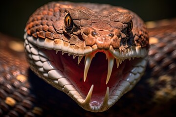 Venomous snake closeup macro shot. Ai Generative - obrazy, fototapety, plakaty