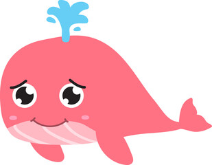 cute whale cartoon, sea animal