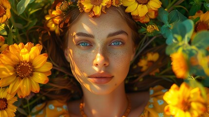 A woman in a field of flowers
