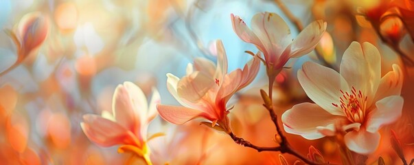 Vibrant spring blossoms with soft bokeh background