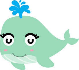 cute whale cartoon, sea animal