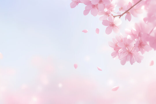 桜の花びらと柔らかな春の日差しの背景イラスト