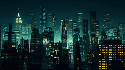 Night city view with night sky