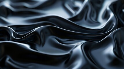 Silky black fabric texture with elegant waves