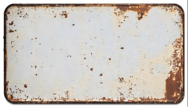 An empty rusty metal sign.