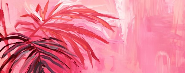 Abstract pink and red floral digital painting