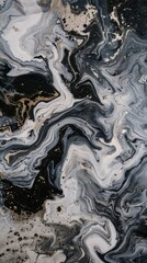 Abstract marbled texture with swirls in black and white
