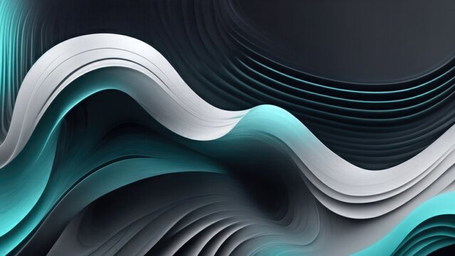 Vibrant gradient, Gray silver teal white grainy gradient color flow wave on black background