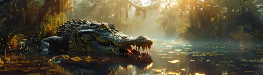 Foto op Plexiglas Crocodile Realms, podcast exploration, early morning wetlands © PARALOGIA