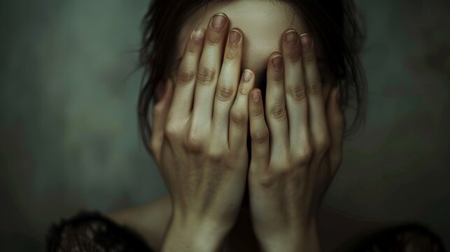 Person covering face with hands