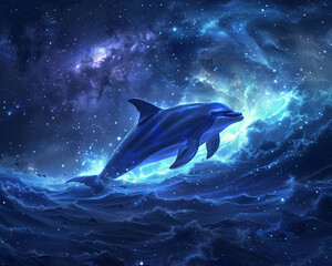 Dolphin Discovery, uncovering secrets podcast, night under stars - obrazy, fototapety, plakaty