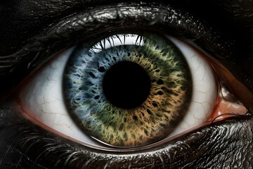Colorful Depths of the blue Eye with iris and detail retina 