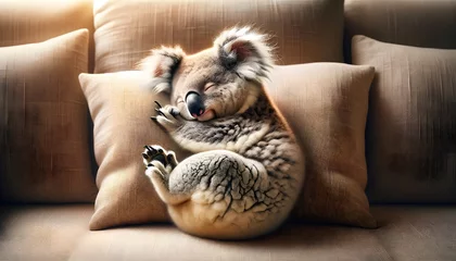 Foto op Plexiglas Tranquil Life: The Koala's Comfortable Rest Time © shunfei