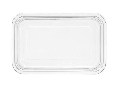 Plastic food box disposable top view (with clipping path) isolated on white background