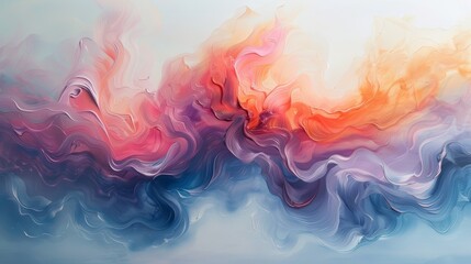 Abstract colorful wave painting - obrazy, fototapety, plakaty