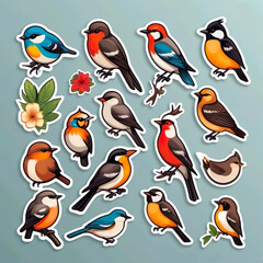 Diseño de pegatinas de pájaros 