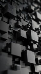 Abstract geometric cube pattern in monochrome