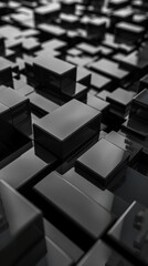 Abstract pattern of black cubes with selective focus