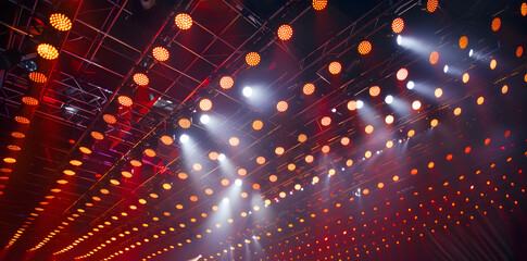 LED stage lights on the ceiling in a theater or concert venue