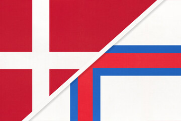 Denmark and Faroe Islands symbol of country. Danish vs Faroese national flags.