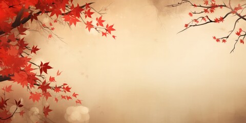 Autumn Tree With Red Leaves Generative AI