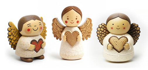 Assorted cute angels with heart,