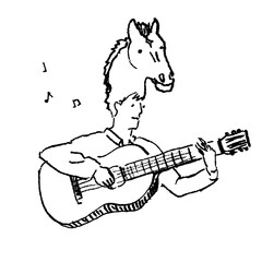 musician, guitar, horse head