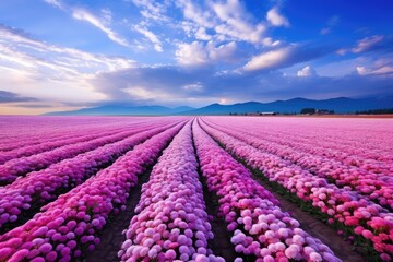 field of tulips pink beautiful