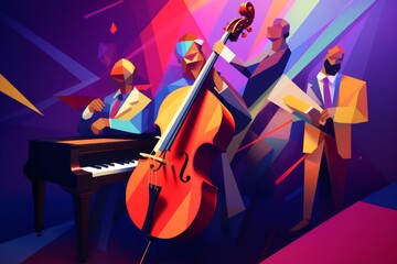Fototapeta premium Capturing the essence of jazz music in a colorful abstract composition low poly