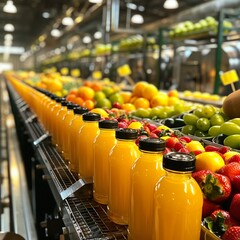 Drink factory production line fruit juice beverage product , vibrant