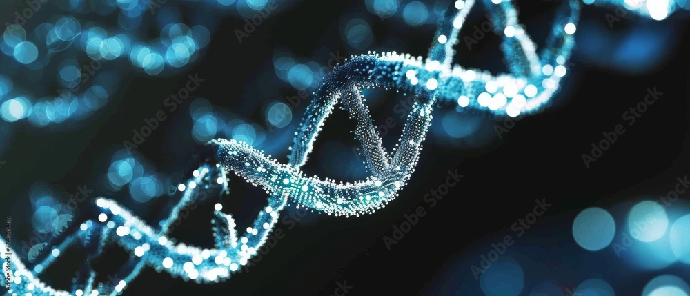 Canvas Prints Futuristic information technology concept of an abstract digital background with dark blue and dark red colors. Digital code that communicates and transmits DNA biology data.