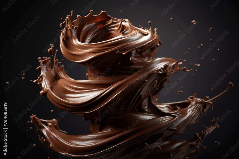 Poster abstract dark chocolate wave splash background ideal for design projects and creative concepts
